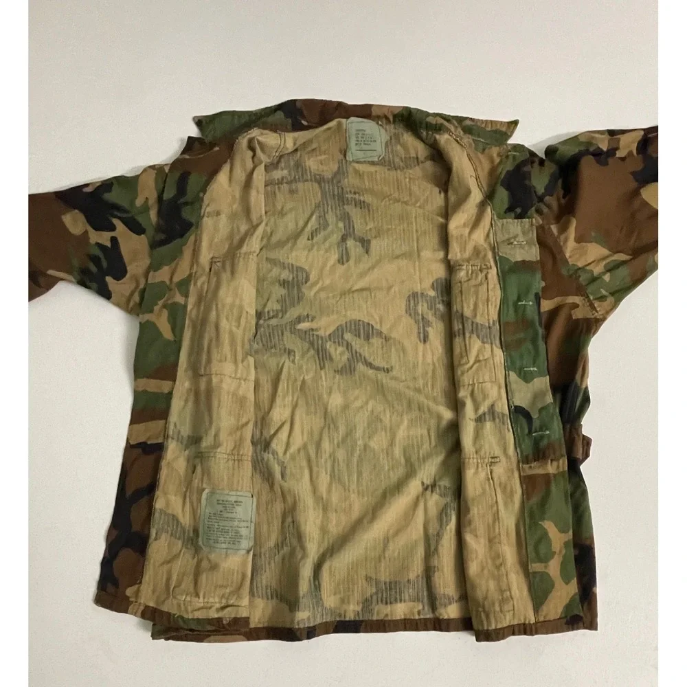 Vintage US Military Woodland Camo BDU Field Jacket Large Regular 1985 Ripstop - Picture 8 of 12